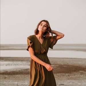 Olive Wrap-top Maxi Dress